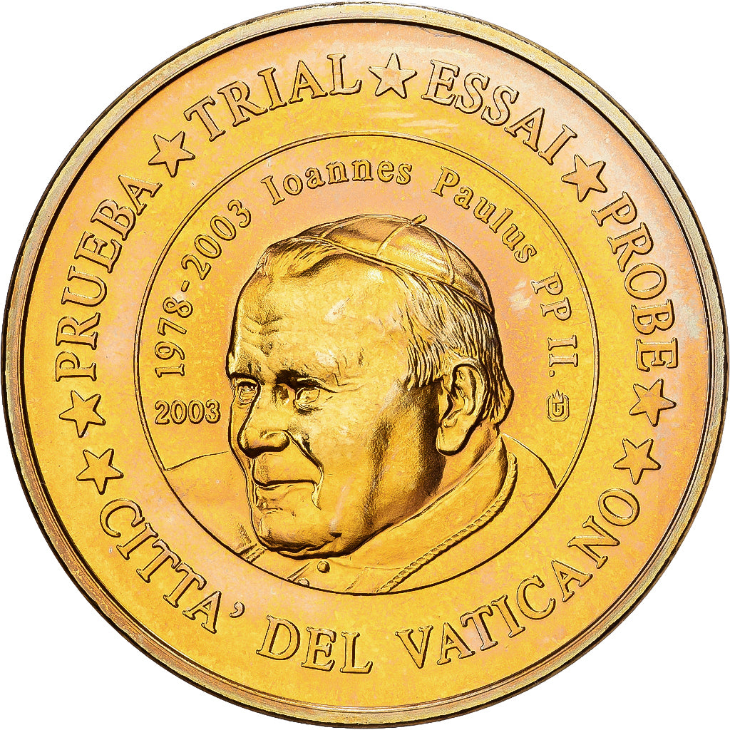 Vatican, Médaille, 50 C, Essai-Trial Jean Paul II, 2003, Cupronickel doré, FDC