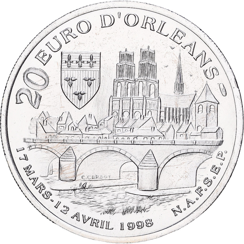 Francia, 20 Euro, Orléans - Jeanne d'Arc, 1998, Plata, FDC