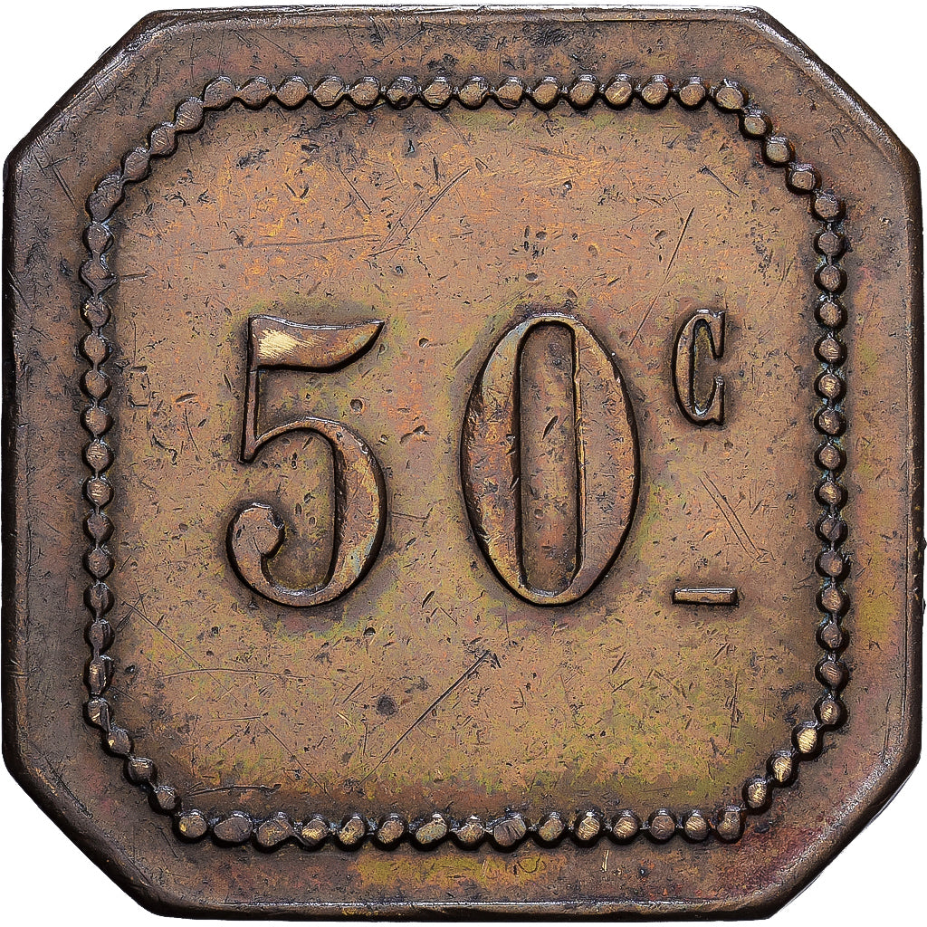 France, Brasserie des Négociants, 50 Centimes, EF(40-45), Brass
