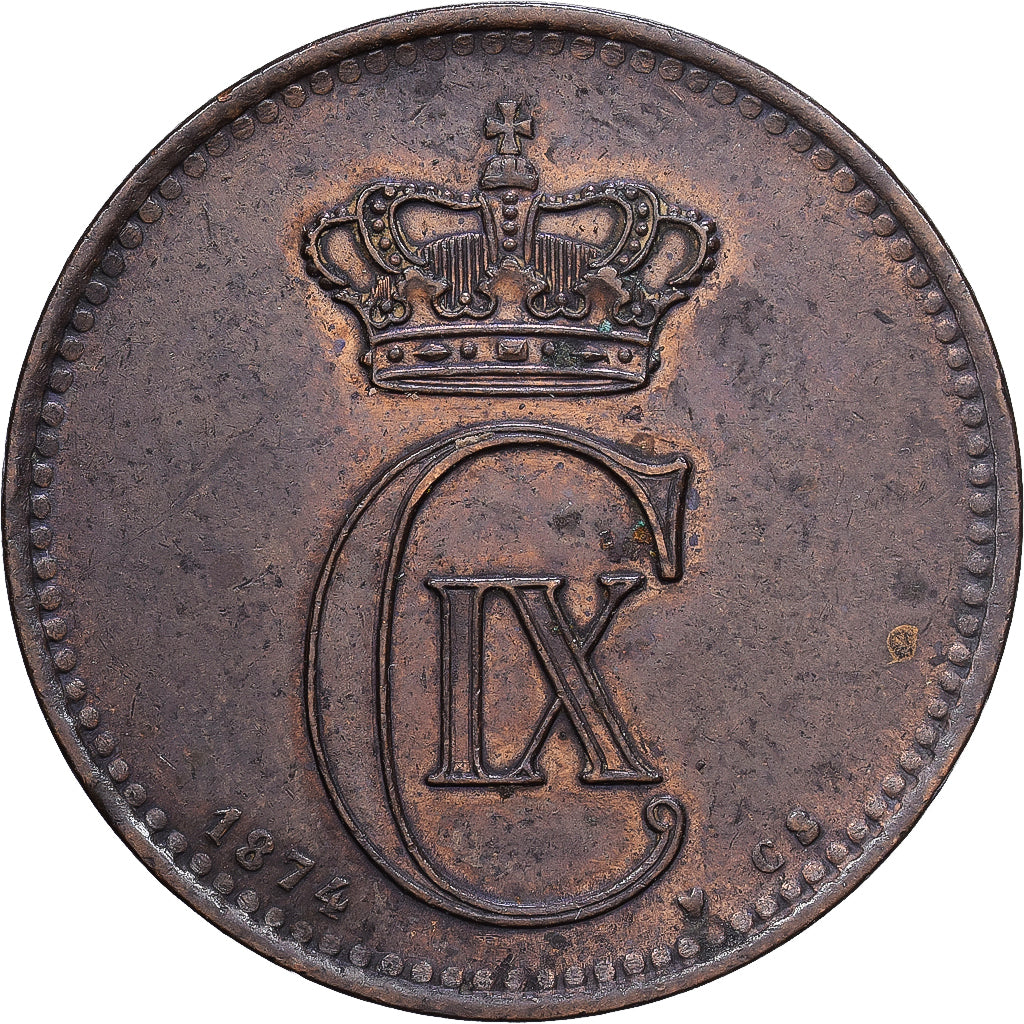 Dänemark, Christian IX, 5 Öre, 1874, Copenhagen, Bronze, SS, KM:794.1
