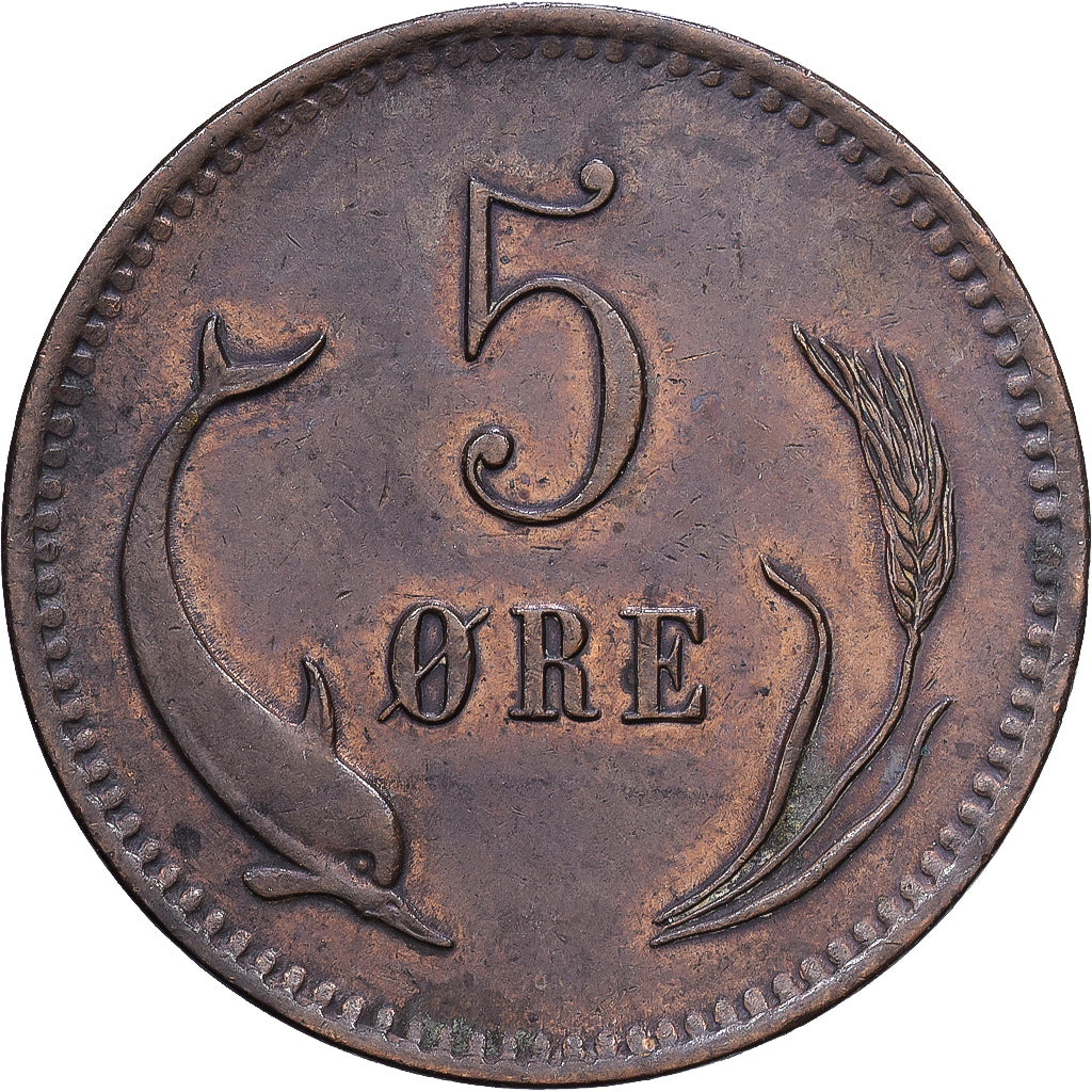 Dänemark, Christian IX, 5 Öre, 1874, Copenhagen, Bronze, SS, KM:794.1