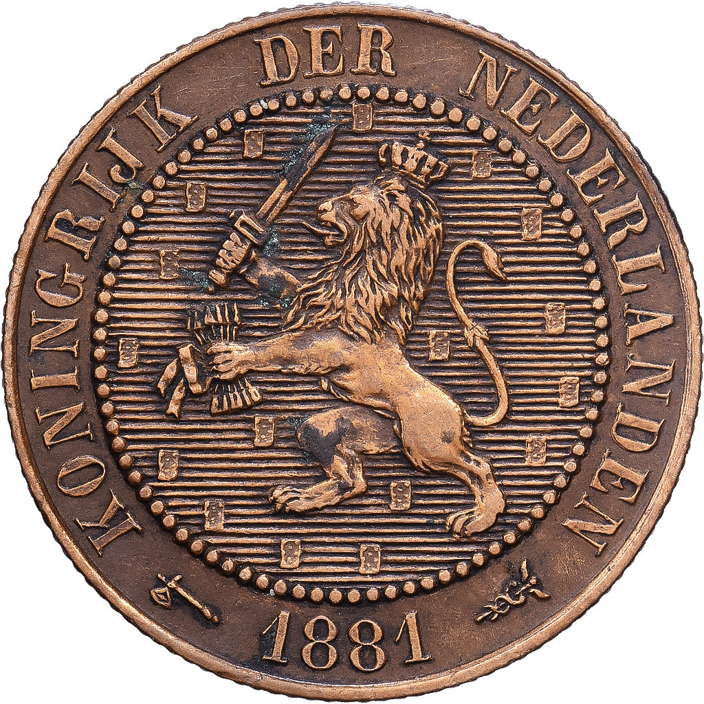 Países Baixos, 2-1/2 Cent, 1881, Bronze, EF(40-45), KM:108
