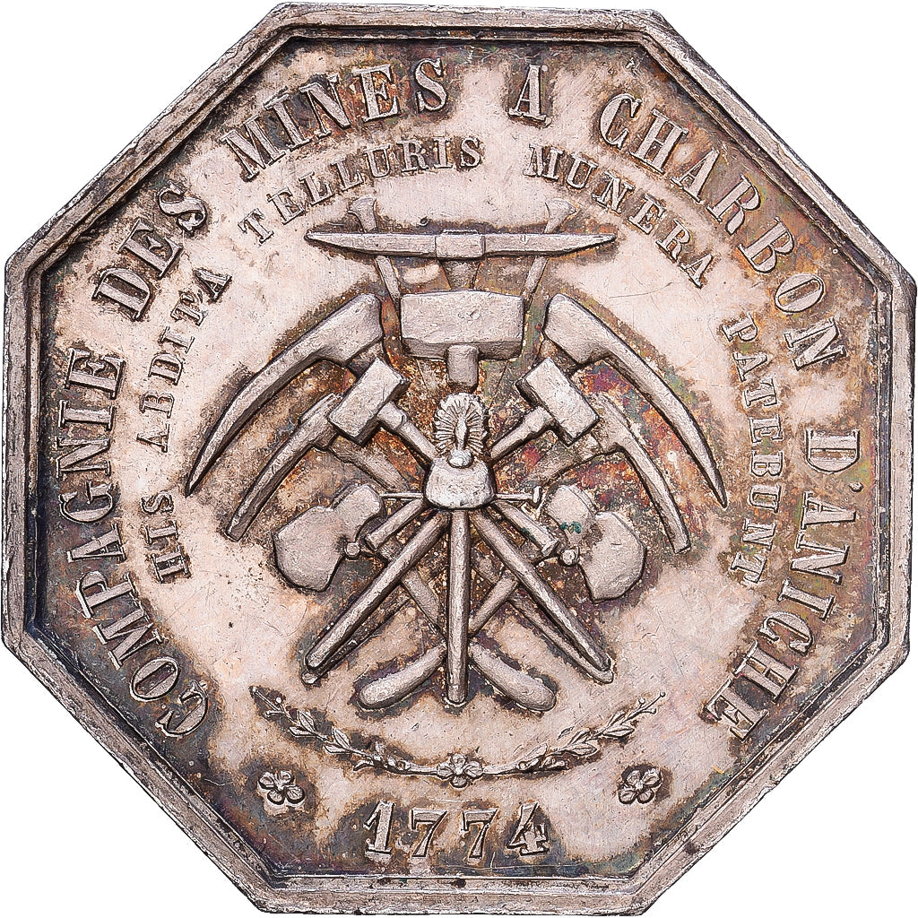 Francia, zeton, Compagnie des Mines à Charbon d'Aniche, 1774, Plata