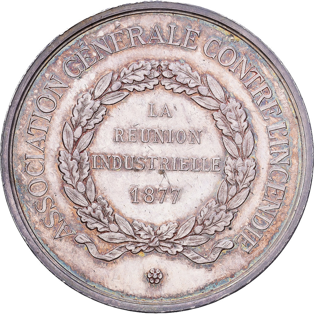 Francia, medalla, Association Générale contre l'Incendie, 1877, Plata, Barre