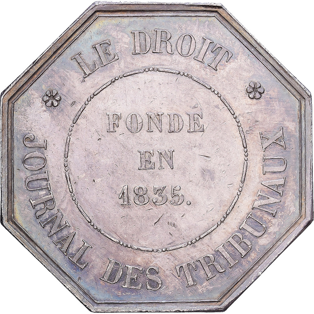 Francia, ficha, Le Droit, Journal des Tribunaux, 1835, Argento, Caqué, SPL-