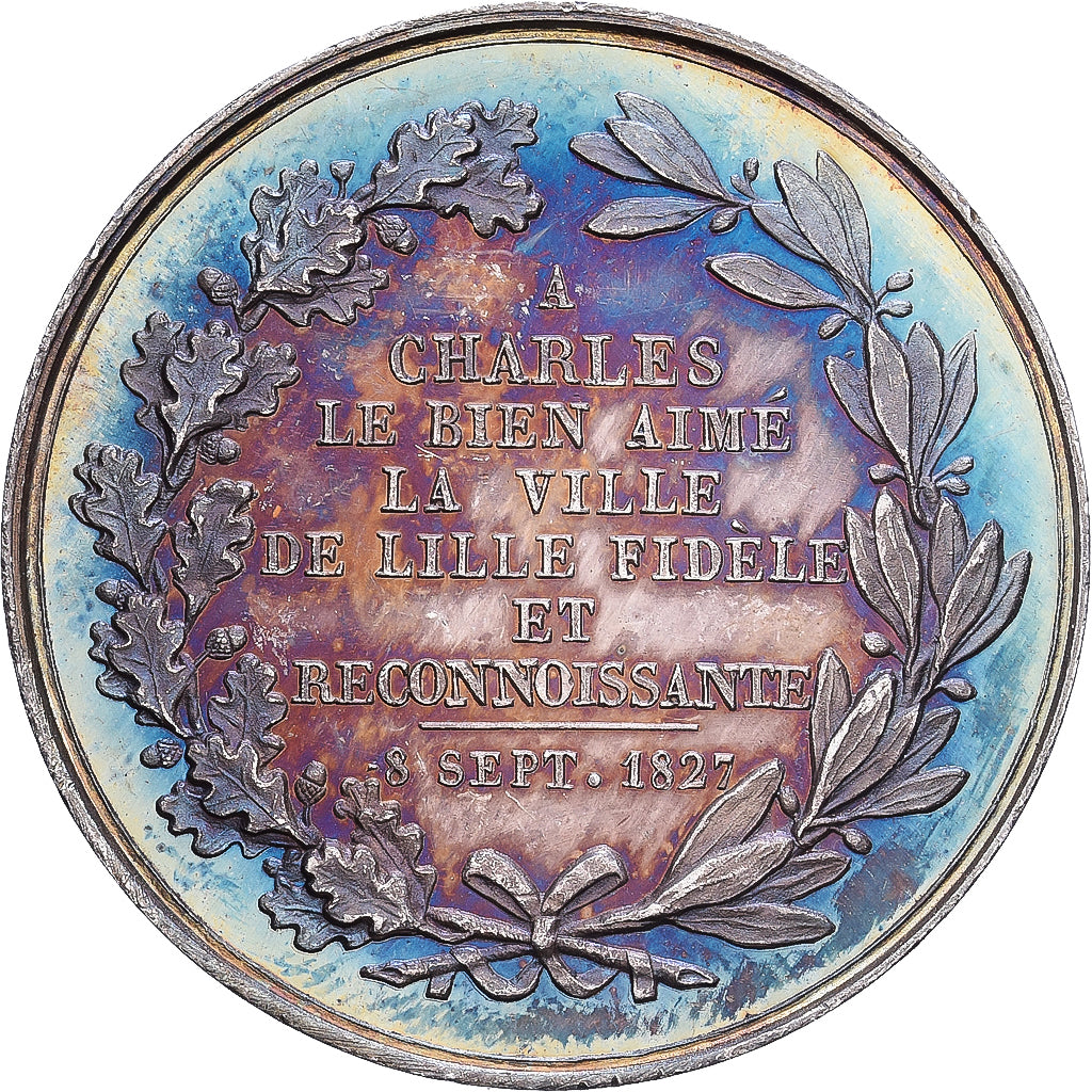 Francia, medaglia, La Ville de Lille à Charles X, 1827, Argento