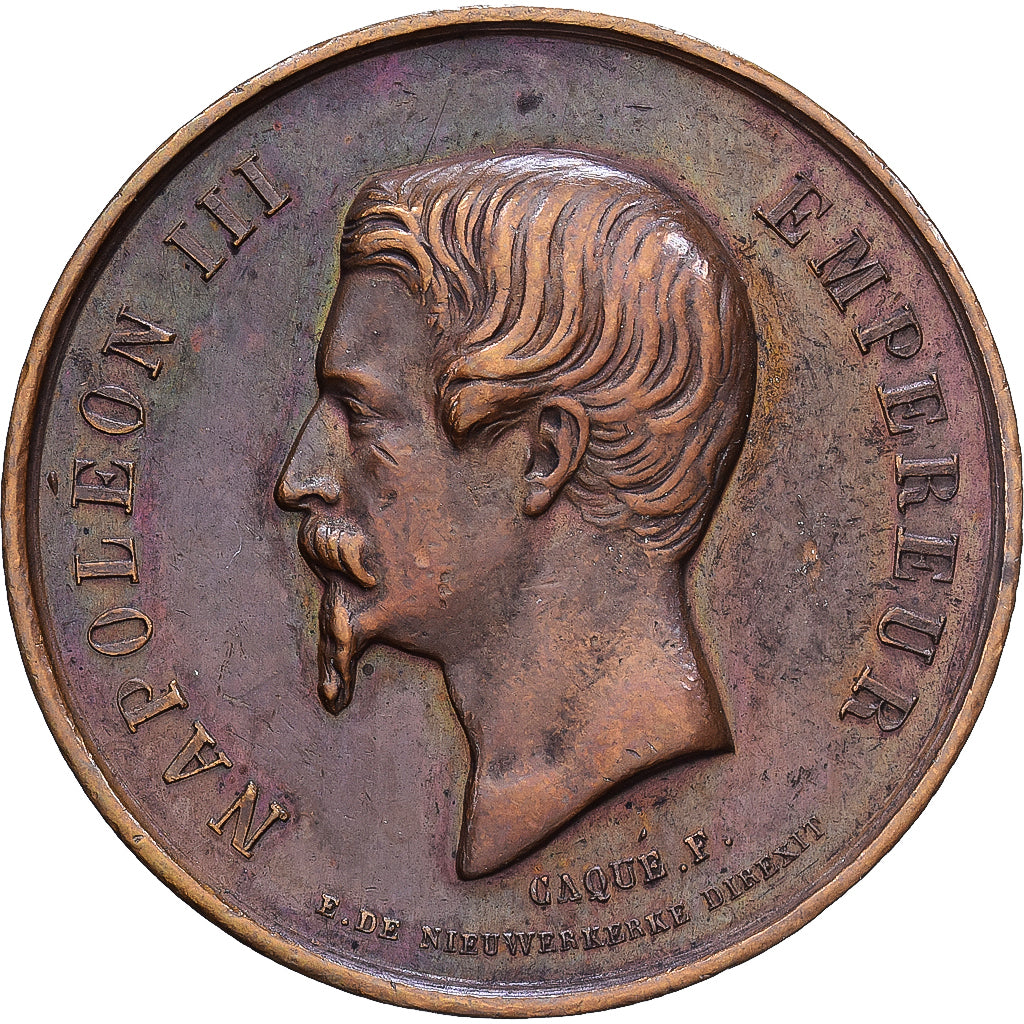 Francja, medal, Napoléon III, Eugénie Impératrice, Miedź, Caqué, AU(50-53)