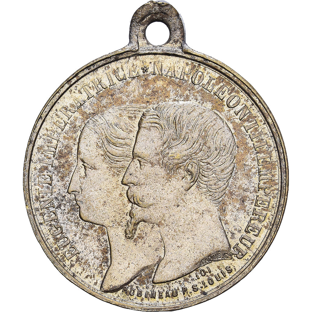 Francia, medalla, Napoléon III, Inauguration du Chemin de Fer de Cherbourg et