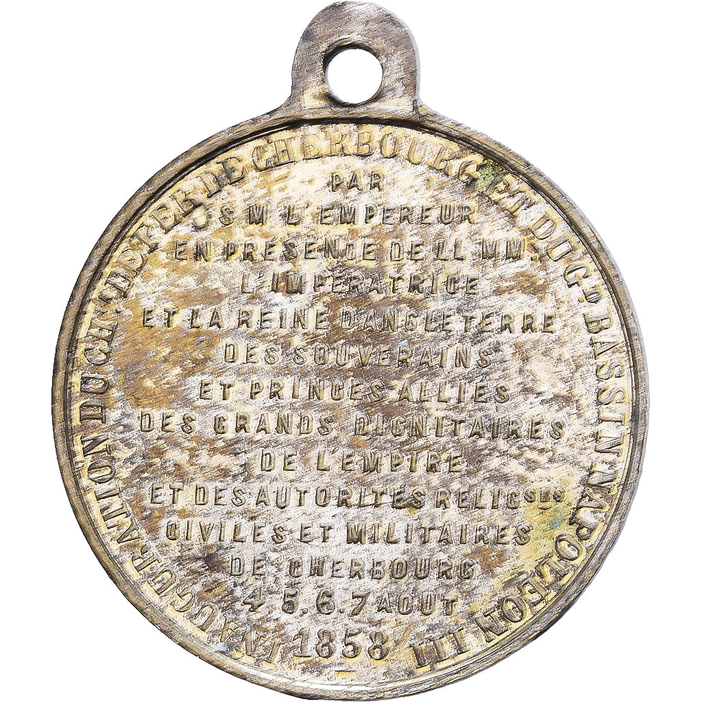 Francia, medalla, Napoléon III, Inauguration du Chemin de Fer de Cherbourg et