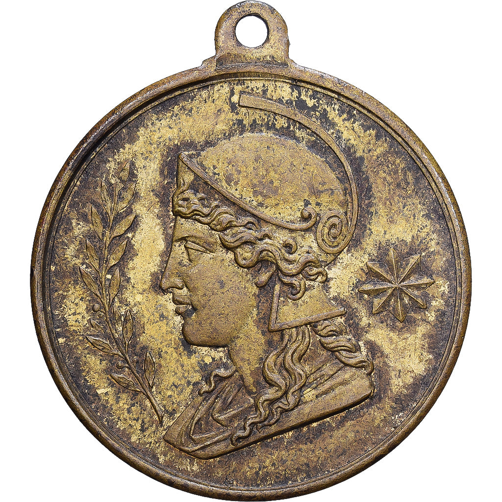 Francia, medalla, Souvenir des Fêtes du Havre, 1877, Latón, MBC