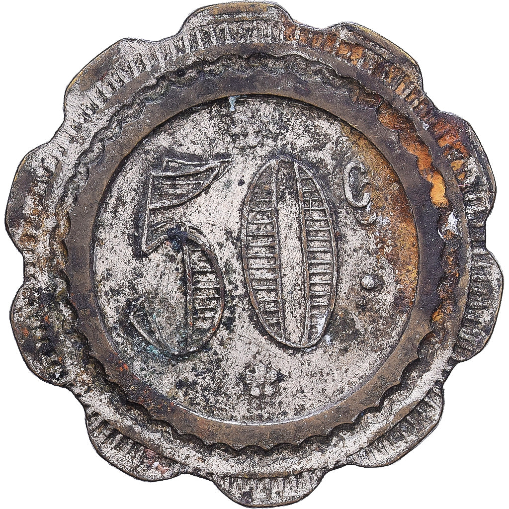 França, A Consommer, 50 Centimes, Etoile, VF(20-25), Métal