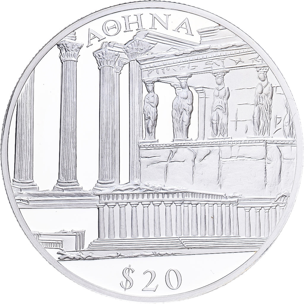 Liberia, 20 Dollars, 2000, Acropole d'Athènes, Silber, STGL