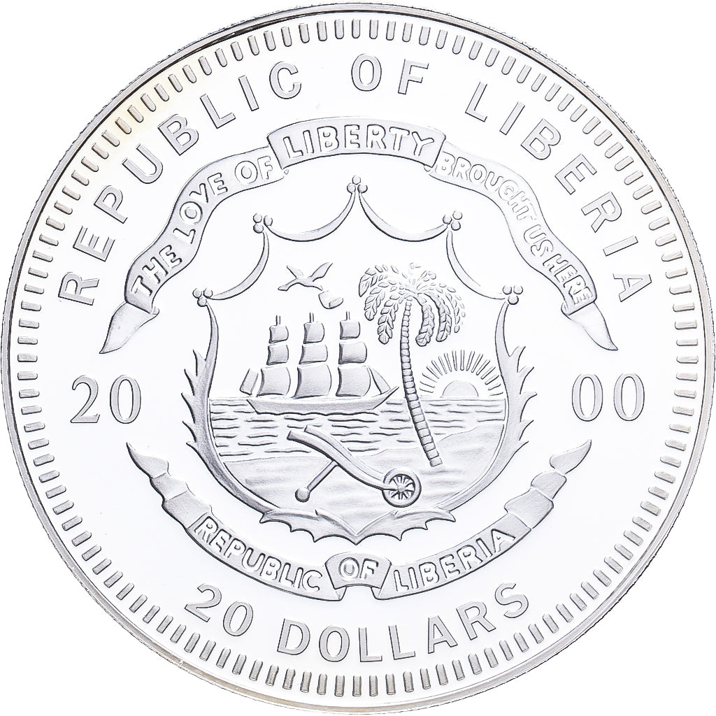 Liberia, 20 Dollars, 2000, Acropole d'Athènes, Silber, STGL