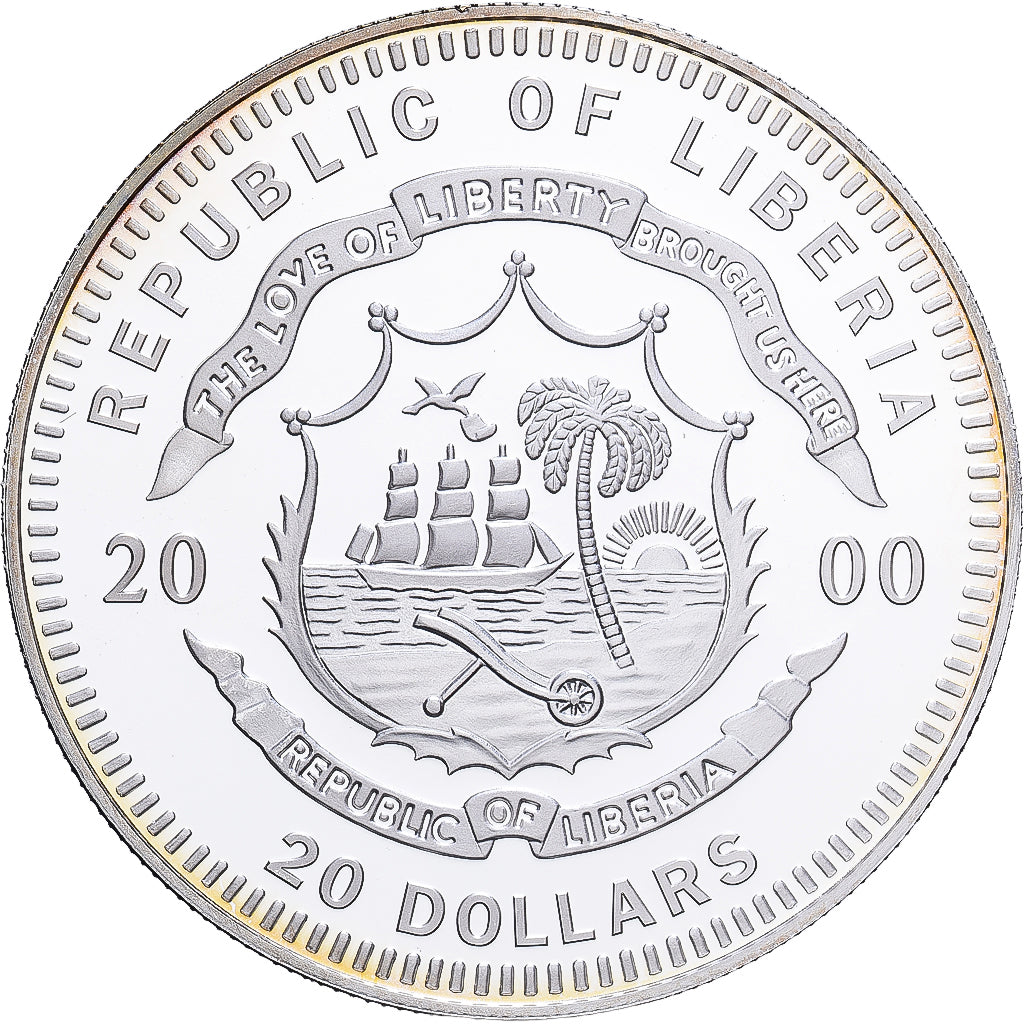 Liberia, 20 Dollars, 2000, Bruxelles, Argento, FDC