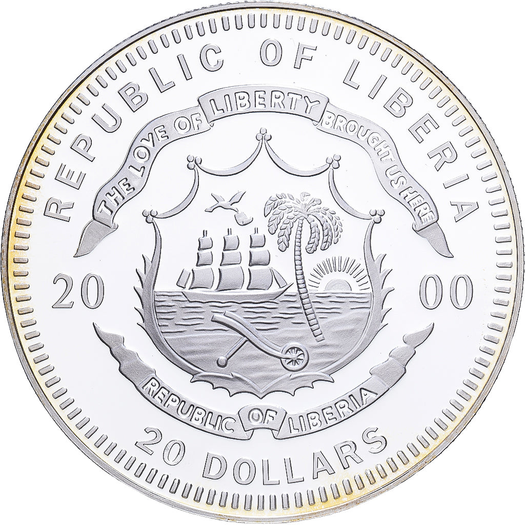Liberia, 20 Dollars, 2000, Luxembourg, Silber, STGL