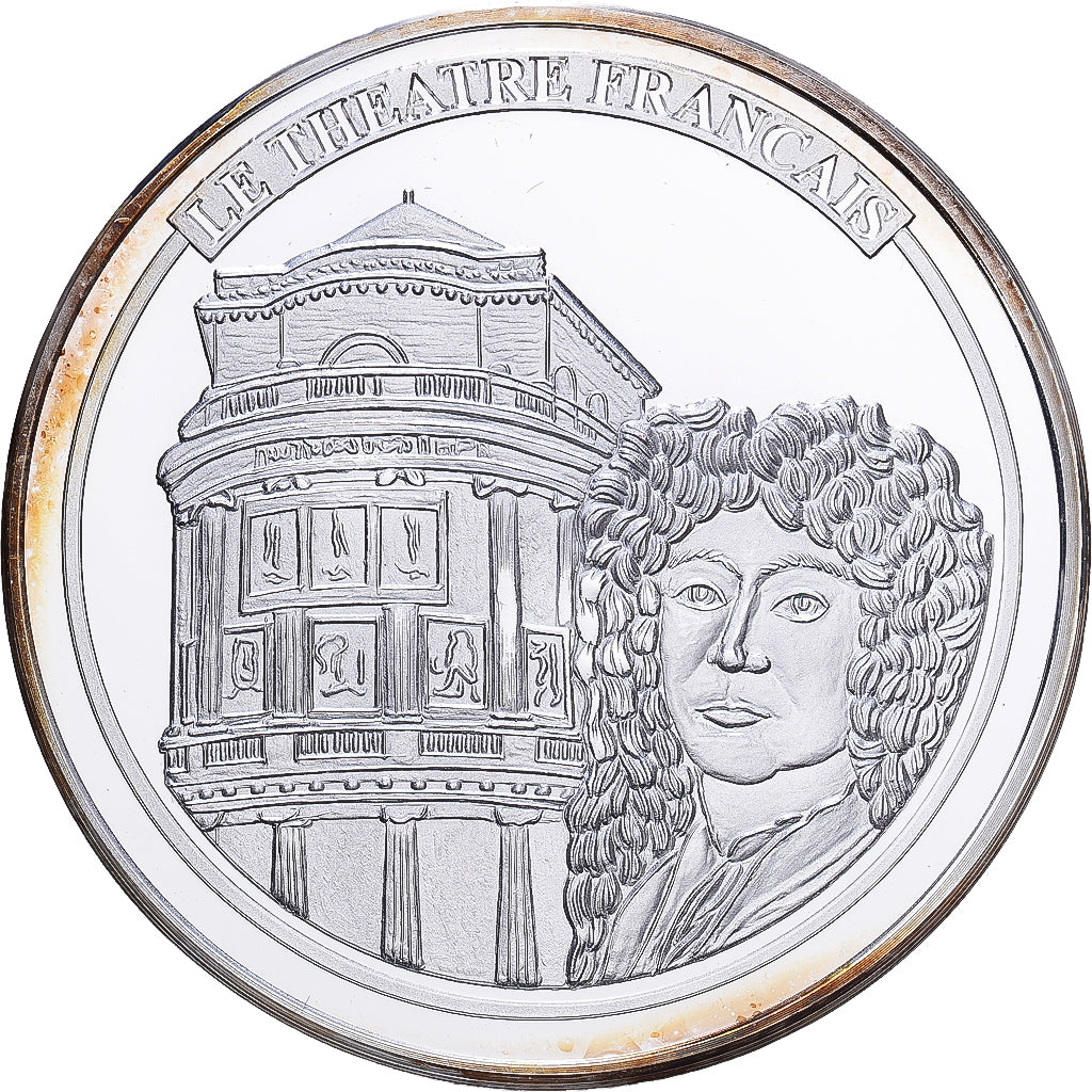 França, medalha, Monuments de Paris, Le Théâtre Français, Prata Cromada a