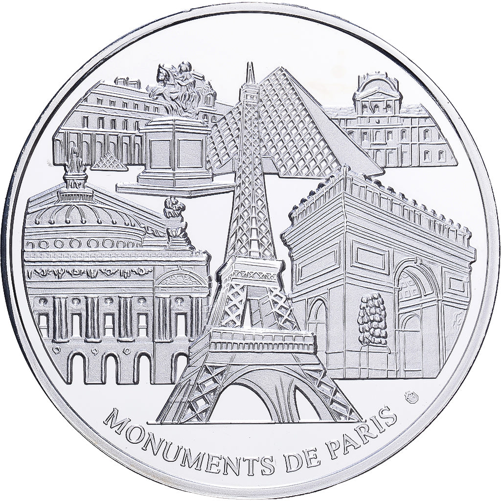 França, medalha, Monuments de Paris, Le Théâtre Français, Prata Cromada a