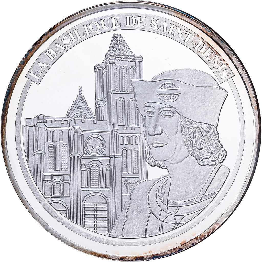 Francja, medal, Monuments de Paris, Basilique Saint-Denis, Miedź platerowana