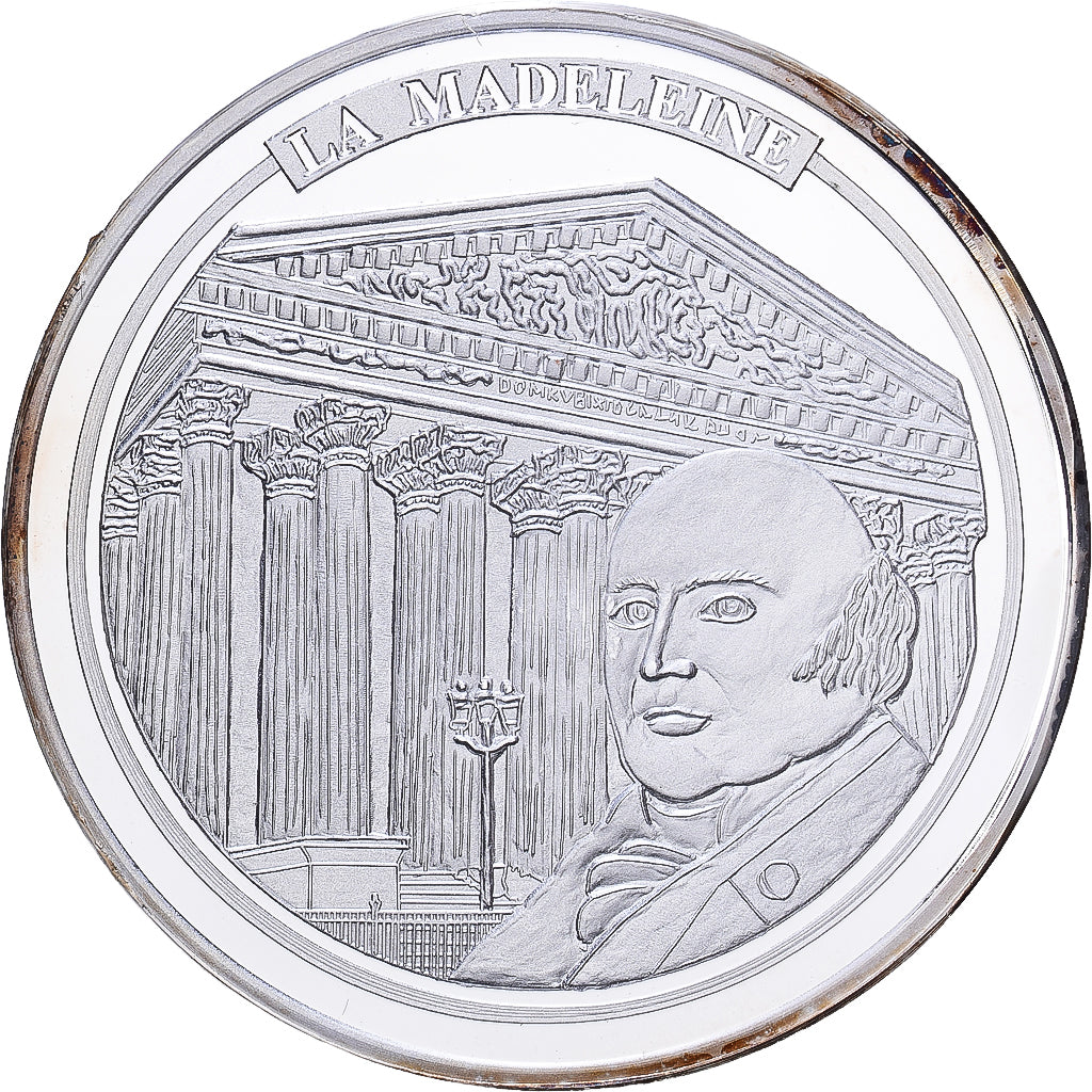 França, medalha, Monuments de Paris, La Madeleine, Prata Cromada a Cobre