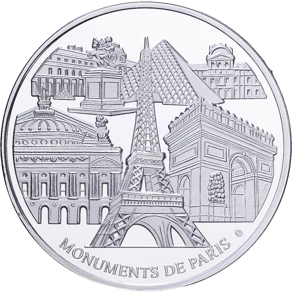 França, medalha, Monuments de Paris, La Madeleine, Prata Cromada a Cobre