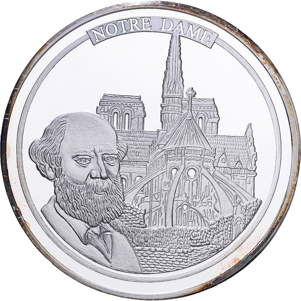 Francja, medal, Monuments de Paris, Notre Dame, Miedź platerowana srebrem