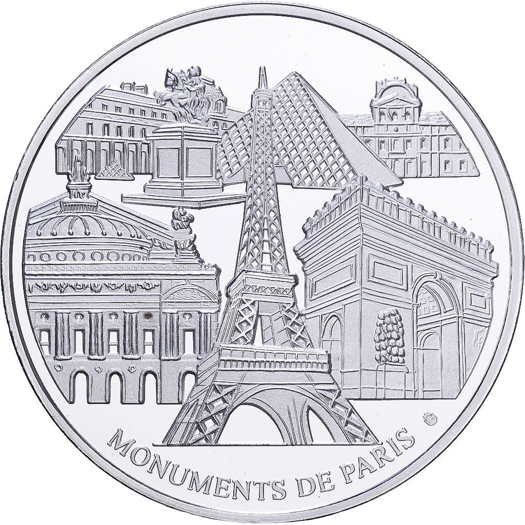 Francja, medal, Monuments de Paris, Notre Dame, Miedź platerowana srebrem