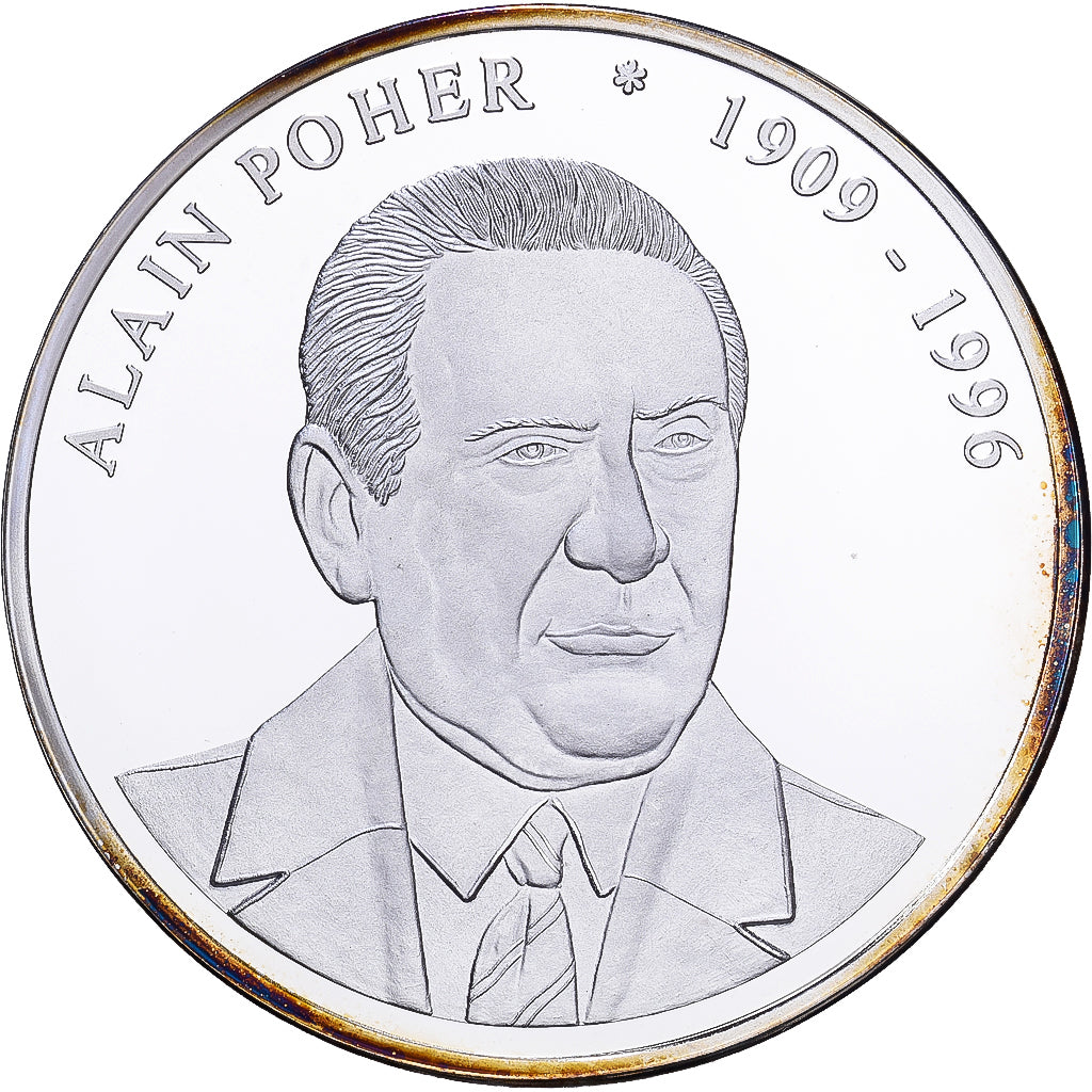 Francia, medaglia, Les Présidents de la République, Alain Poher, Copper Plated