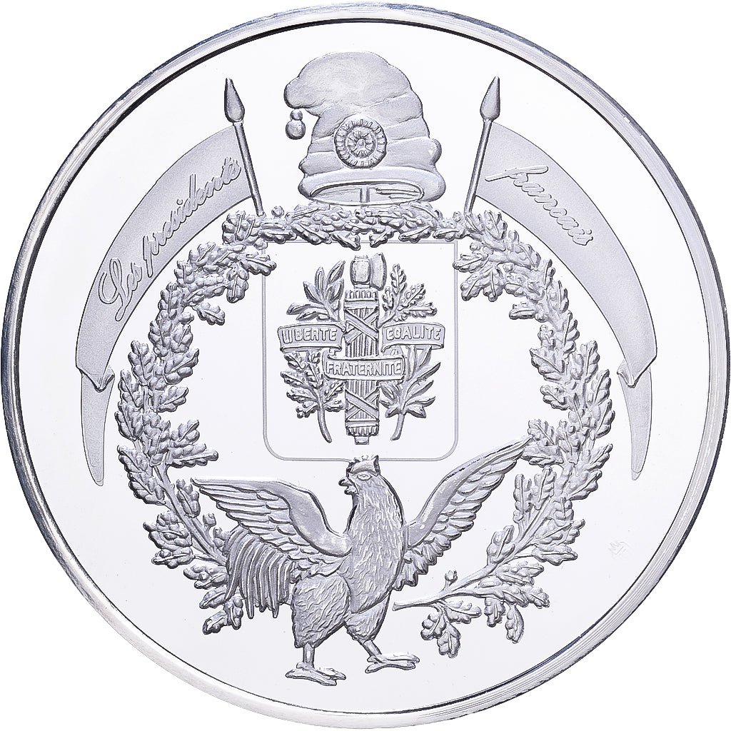 Francia, medaglia, Les Présidents de la République, Alain Poher, Copper Plated