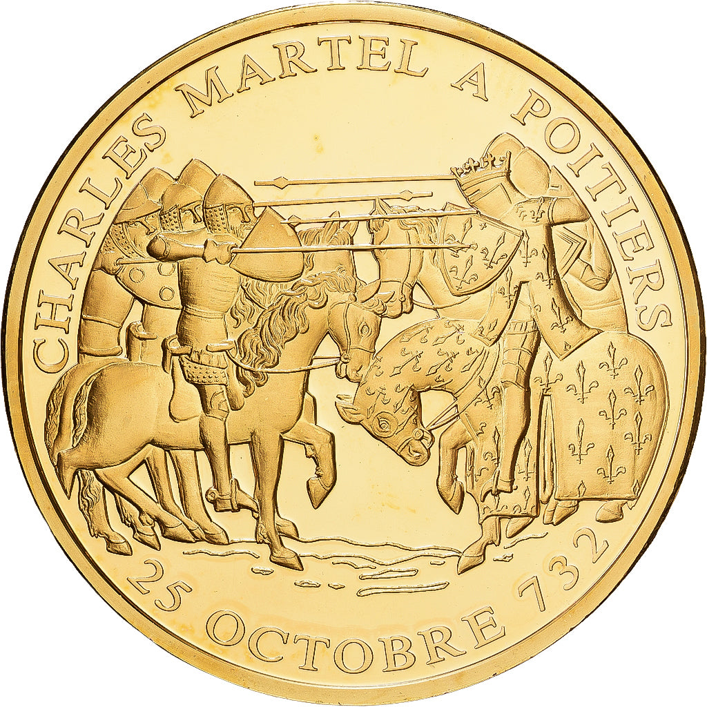 France, Médaille, Histoire de France, Charles Martel à Poitiers, Copper Gilt