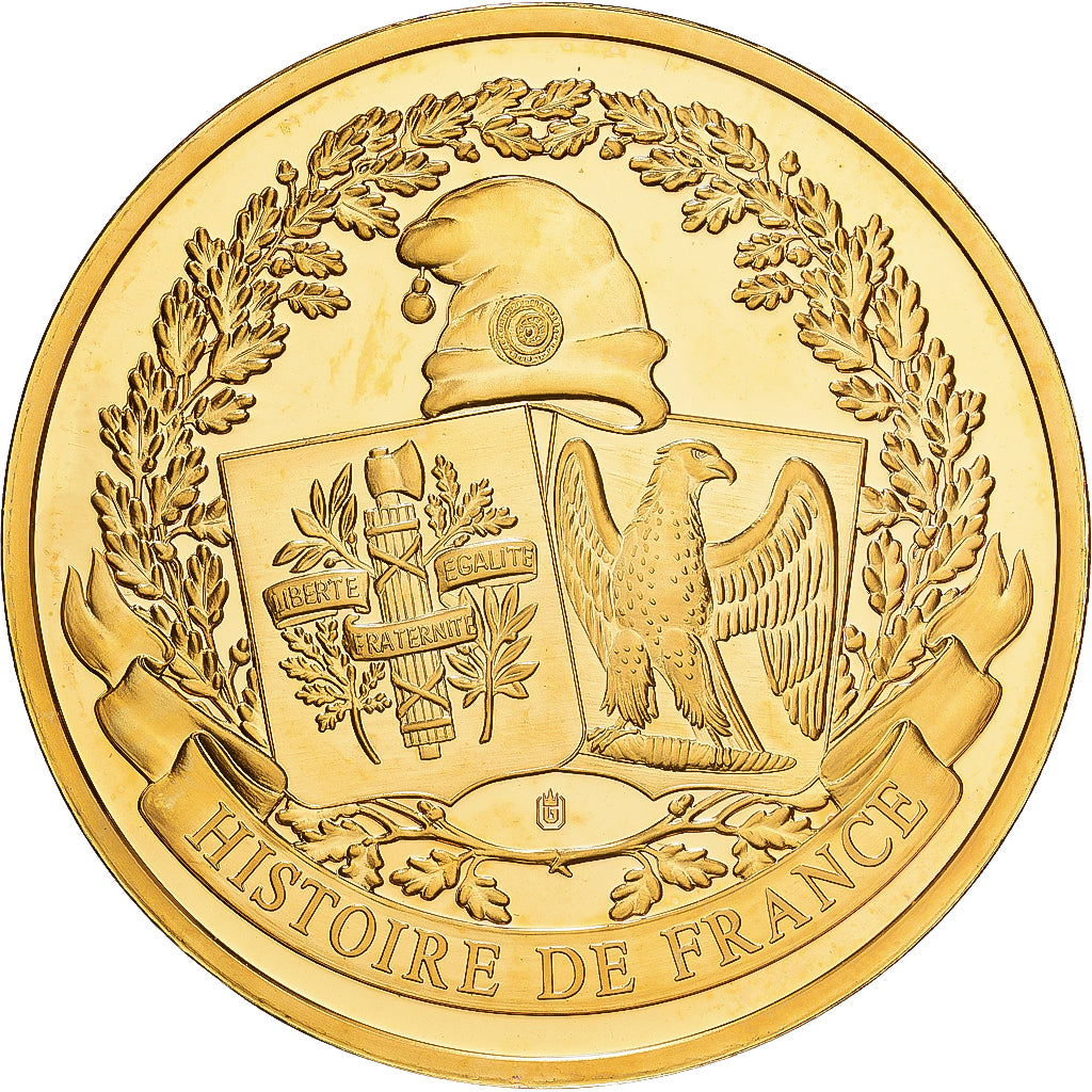 França, medalha, Histoire de France, Jeanne d'Arc au Bucher, Cobre Dourado