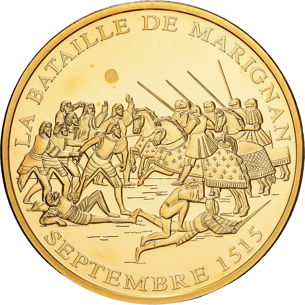França, medalha, Histoire de France, bataille de Marignan 1515, Cobre Dourado