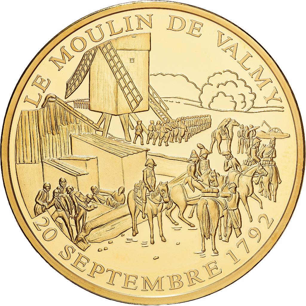 França, medalha, Histoire de France, Le Moulin de Valmy, Cobre Dourado