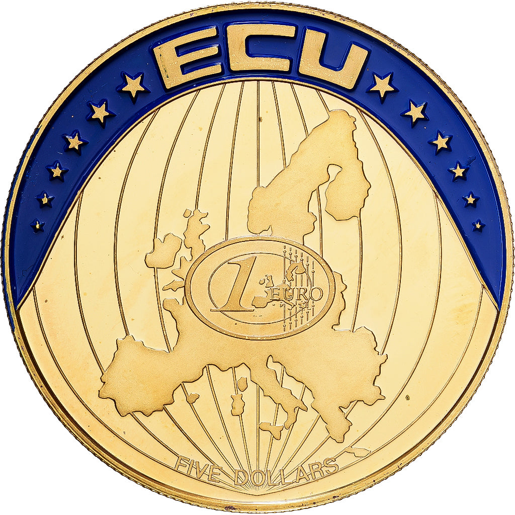 Liberia, 5 Dollars, ECU Europa, 2003, Pokryte Miedź- Nikiel, MS(65-70)