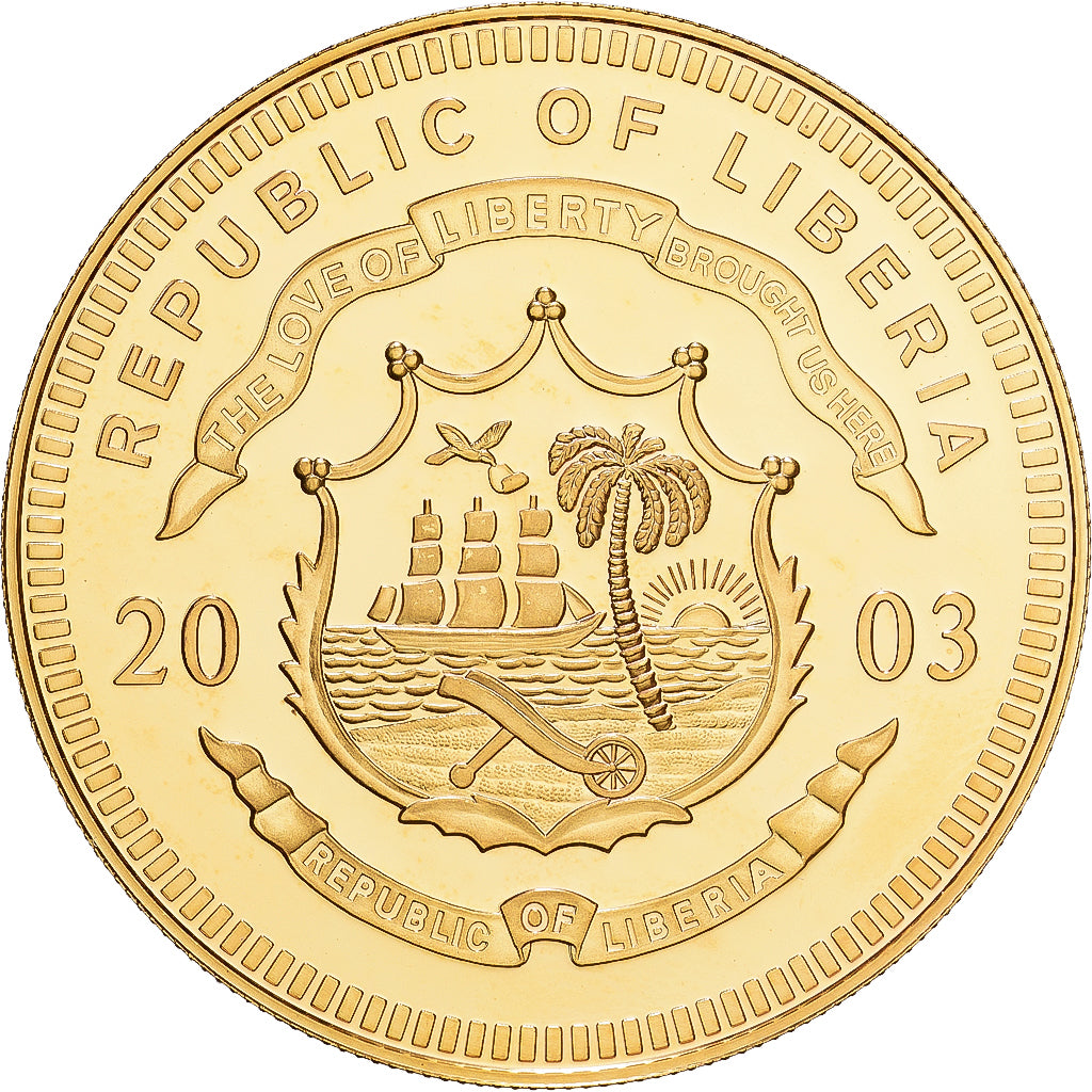 Liberia, 5 Dollars, ECU Europa, 2003, Pokryte Miedź- Nikiel, MS(65-70)