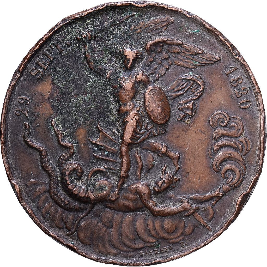 França, medalha, Naissance de Henri Duc de Bordeaux, 1820, Bronze, VF(30-35)