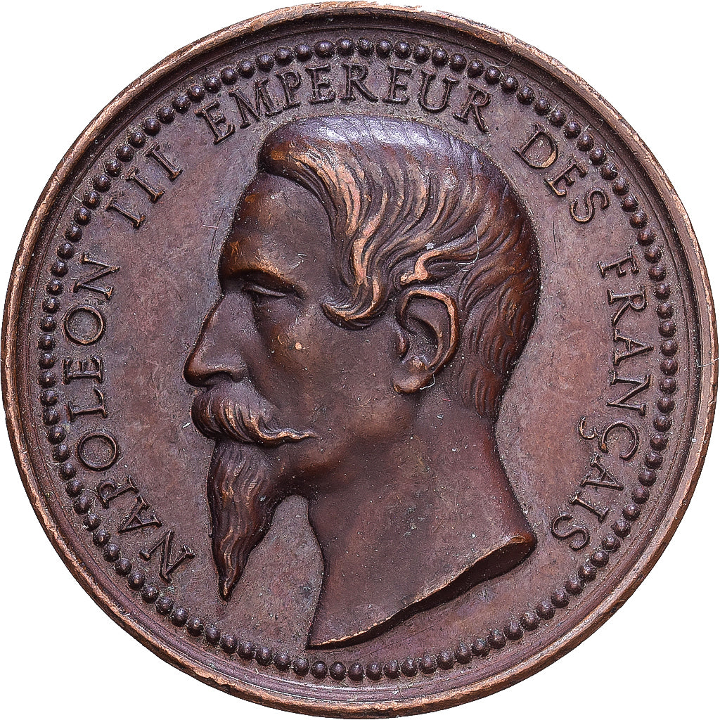 França, medalha, Napoléon III, Palais du Commerce à Lyon, 1856, Cobre, Penin