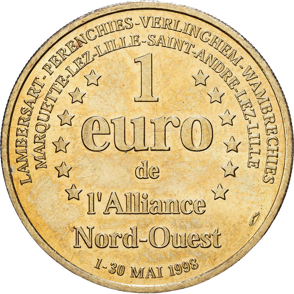 France, Token, 1 Euro de l'Alliance Nord-Ouest, 1998, Brass, EF(40-45)