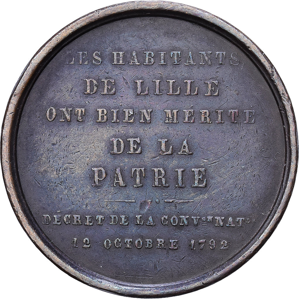 Frankreich, Medaille, Hommage aux Lillois de 1792, 1845, Kupfer, Lecomte, SS