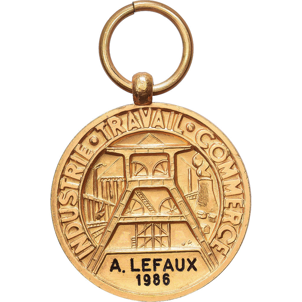 Frankrijk, Industrie-Travail-Commerce, Medaille, 1986, Excellent Quality, Gilt