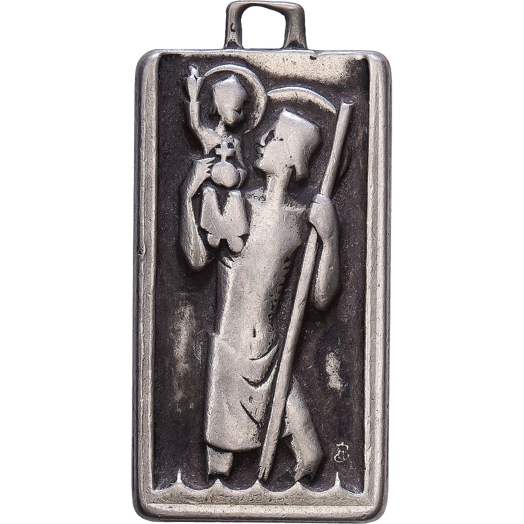 Frankreich, Medaille, Saint Christophe, Silvered bronze, S+