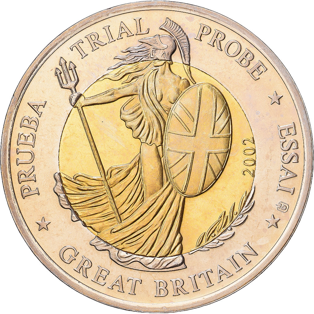 Gran Bretagna, medaglia, 2 E, Essai-Trial, 2002, Bimetallico, FDC