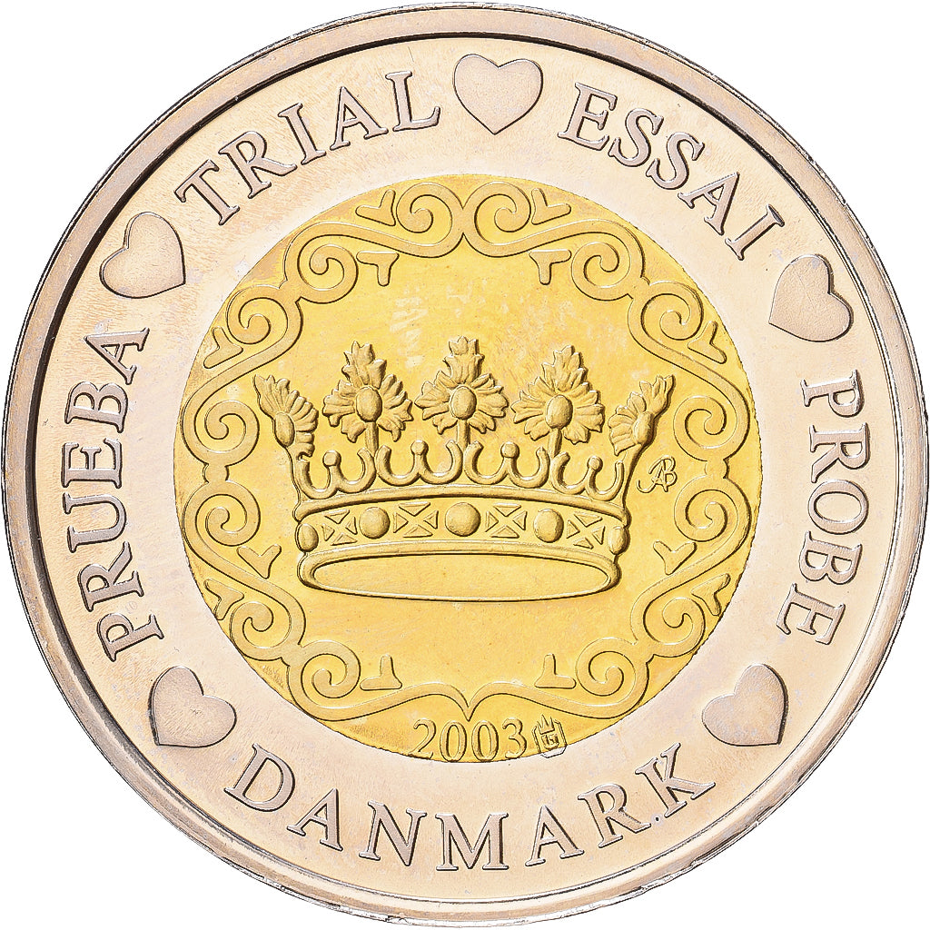 Dania, medal, 2 E, Essai-Trial, 2003, Bimetaliczny, MS(63)