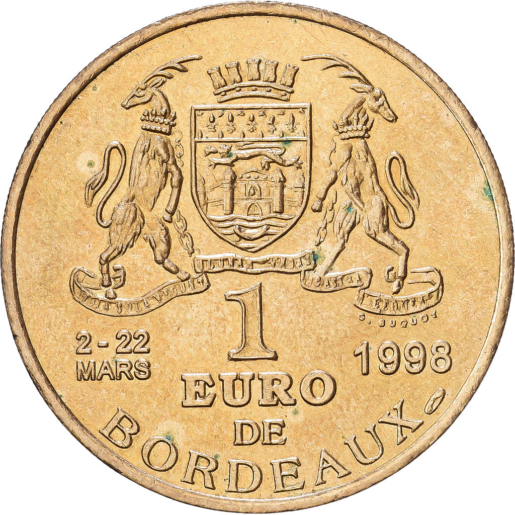 Frankreich, 1 euro de Bordeaux, 1998, Messing, SS+