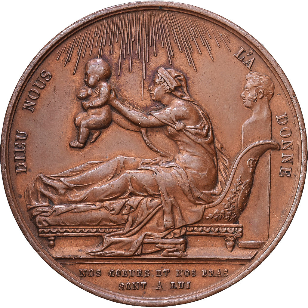 Frankreich, Medaille, Naissance du Duc de Bordeaux, 1820, Bronze, Gayrard, VZ