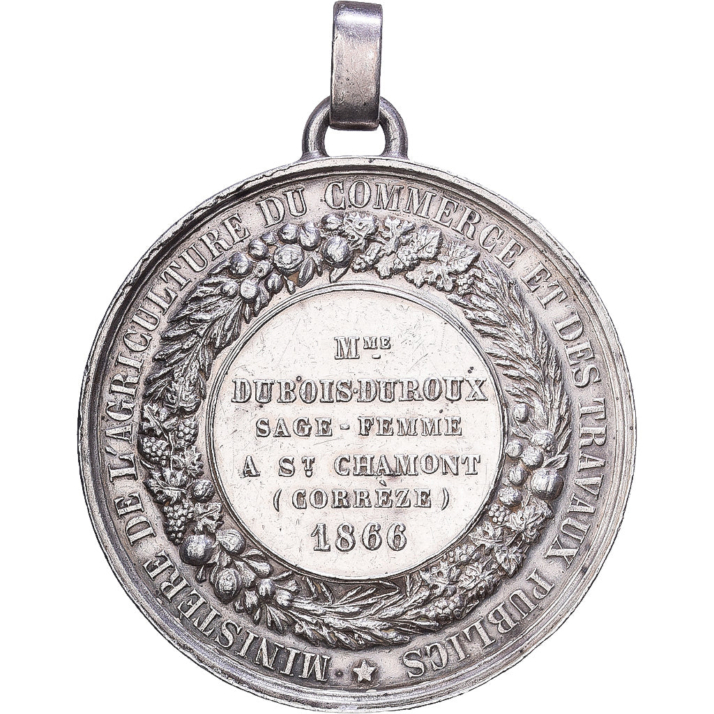 France, Médaille, La Vaccine, Saint Chamont, Corrèze, 1866, Argent, TTB+