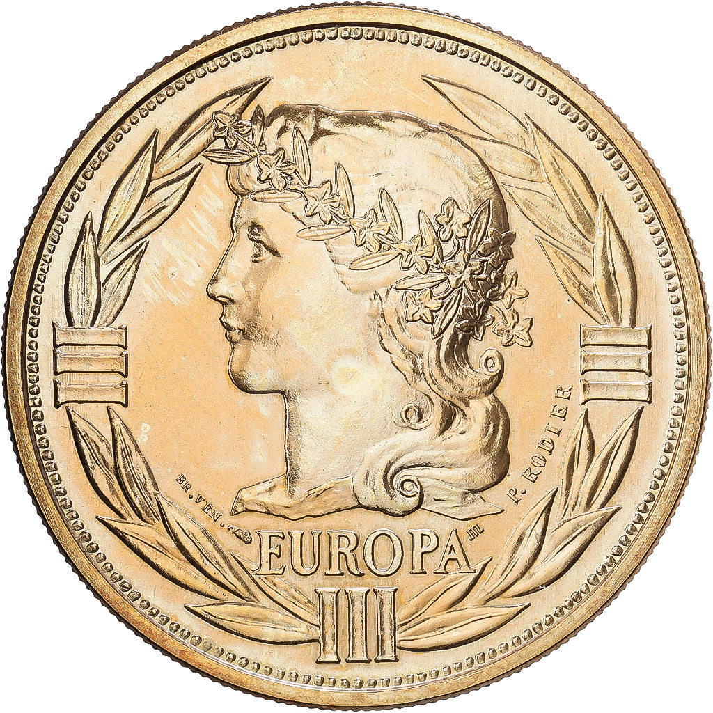 France, Medal, Ecu Europa, Marianne, 1990, Copper-Nickel Gilt, Rodier, MS(64)