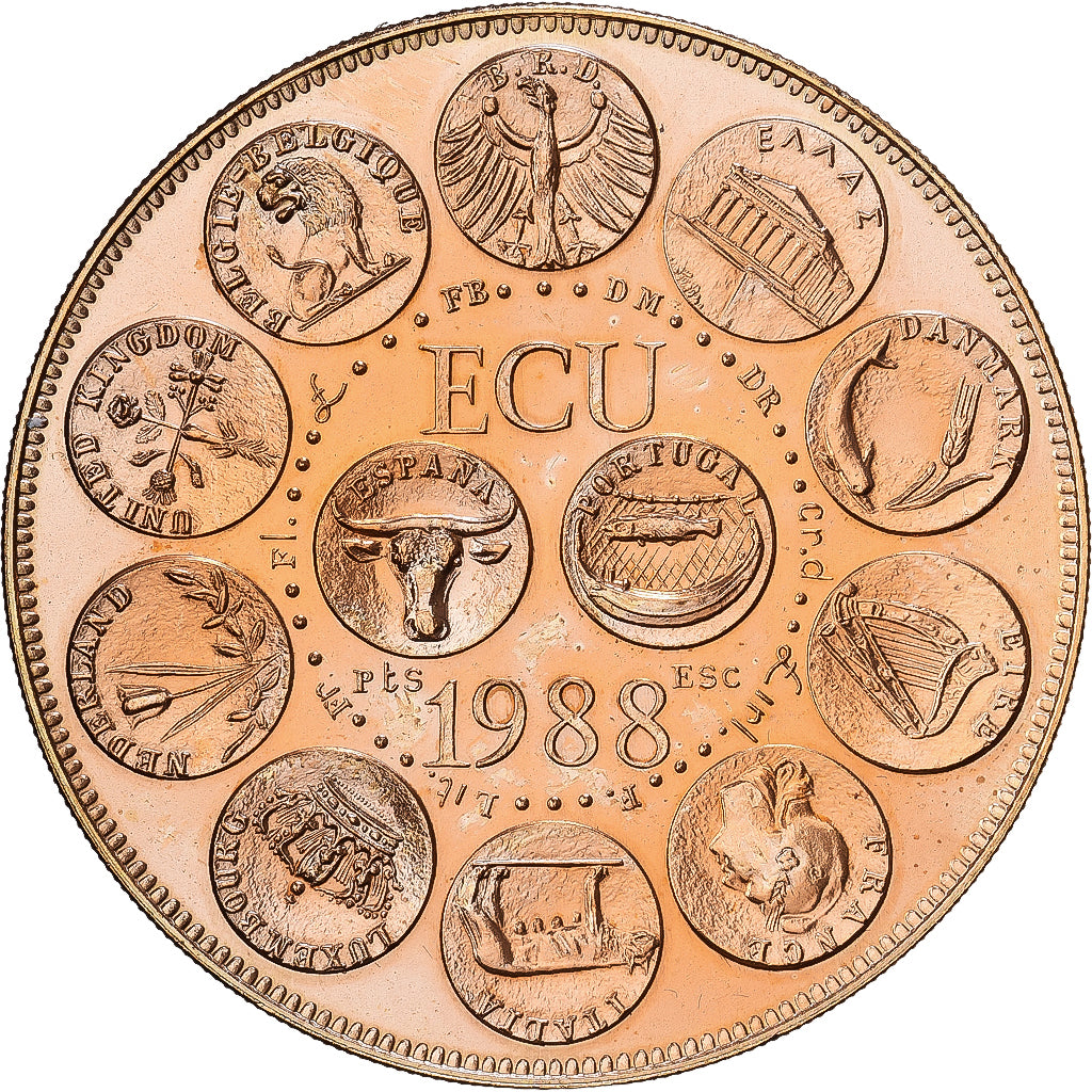 Frankreich, Medaille, Ecu Europa, Marianne, 1988, Copper-Nickel Gilt, Rodier