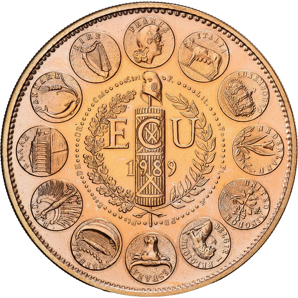 France, Medal, Ecu Europa, Marianne, 1989, Copper-Nickel Gilt, Rodier, MS(65-70)