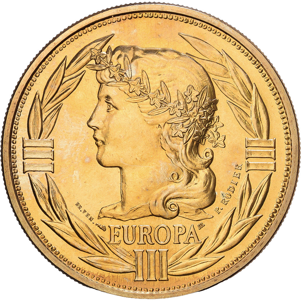 Francia, medalla, Ecu Europa, Marianne, 1991, Cobre - níquel dorado, Rodier