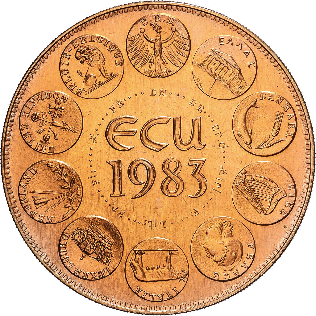France, Médaille, Ecu Europa, Europe Assise, 1983, Cupronickel doré, FDC